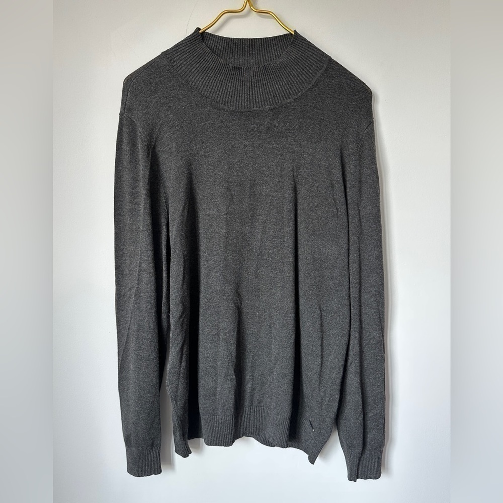 Calvin Klein Solid Gray Soft Mock Neck Knit Pullover Sweater Women’s XL